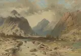 John Burbidge, Highlands Landscape, watercolor painting on paper