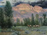 Earl Carpenter, Sleeping Indian Pronghorns, oil on canvas