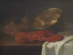 Alfred A. Brunel de Neuville, Still Life with Lobster, oil on canvas