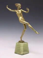 Josef Lorenzl, Female Dancer, Art Deco gilt bronze figure