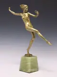 Josef Lorenzl, Female Dancer, Art Deco gilt bronze figure