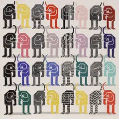 Pedro Friedeberg, Perros, silkscreen print in colors on paper