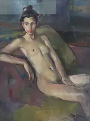 Geoffrey Humphries, Seated Female Nude, oil on canvas