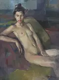 Geoffrey Humphries, Seated Female Nude, oil on canvas