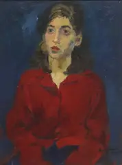 Raphael Soyer, Portrait of a Woman in Red, oil on canvas