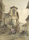 Louis Laurent Razé, La Madonna della Pieta, Subiaco, watercolor painting on paper