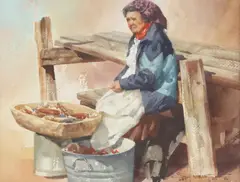 Gary Niblett, Indian Corn, watercolor painting on paper
