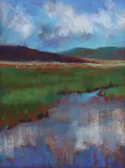 Enid Wood, Rural Landscape, oil pastel on paper