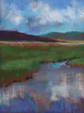 Enid Wood, Rural Landscape, oil pastel on paper