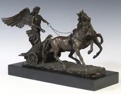 Adrian Jones, Winged Goddess in Chariot, Patinated bronze figural sculpture