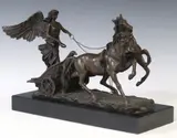 Adrian Jones, Winged Goddess in Chariot, Patinated bronze figural sculpture