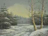 Phillip Cantrell, Winter Landscape, oil on canvas