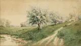 Philip Edward Chillman, Country Lane, watercolor and gouache painting on paper