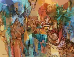 C. Howard, Safari Animals, acrylic on canvas