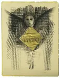 Kelly Fearing, Angel No. 2, Lithographic crayon and gold leaf drawing on paper