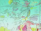 Peter Max, Figure in Profile, hand-embellished lithograph on paper