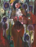 Rene Alvarado, Abstract Nude, oil on board