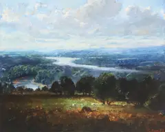 Gregg Kreutz, Hillside River Landscape, oil on board