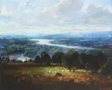 Gregg Kreutz, Hillside River Landscape, oil on board