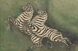 Florence Gardner, Running Zebras, watercolor painting on paper