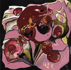 Cherries Jubilee by Petronella Greer, acrylic on stretched canvas, sold Apr 2024