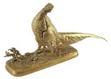 Ferdinand Pautrot, Pheasant, French gilt bronze sculpture