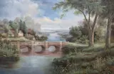 Nicholas Dominic, Landscape with Bridge, oil on canvas