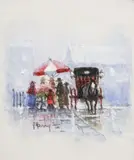 The Vendor by G. Harvey, watercolor and gouache painting on paper, offered Mar 2024