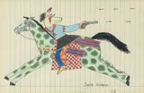 Susi Nagoda-Bergquist, Coyote Escapes, ink and colored pencil drawing on paper