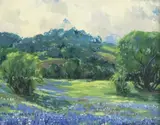 Dwight Clay Holmes, Bluebonnets, oil on board