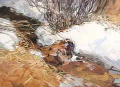 Douglas E. Atwill, Snow, Water, Grass, acrylic on canvas