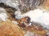 Douglas E. Atwill, Snow, Water, Grass, acrylic on canvas