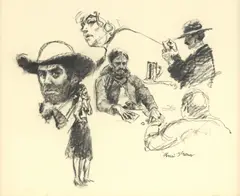 Charles William Shaw, Outlaws & Gamblers, charcoal drawings on paper