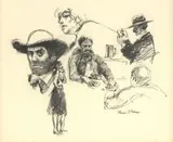 Charles William Shaw, Outlaws & Gamblers, charcoal drawings on paper