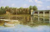 P. Arnoux, Sailboats on the Water, oil on canvas