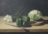 Helen Bacon [Biddy] Hoffman, Still Life with Cauliflower, oil on board