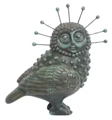 Sergio Bustamante, Dotted Owl, Patinated bronze sculpture