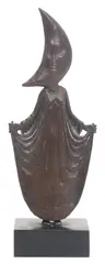 Sergio Bustamante, Moon Face Woman, Patinated bronze sculpture