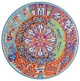 Hilaria C. Carillo, El sueno de los dioses, Large Huichol Indian yarn painting on board