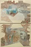Diane Marks, Isn't This Tuzigoot Once Again/ Indian Pyramids Past Palms Bay Window Sands Non Fossil/ Clay Earth Days, intaglio diptych