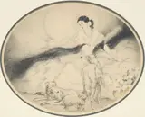 Louis Icart, Lady of the Camelias, aquatint etching on paper