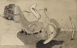 Kelly Fearing, Floating Above, intaglio print on toned paper