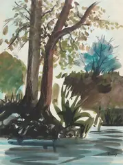 Michael Frary, Union Wells Creek, 1973, watercolor painting on paper