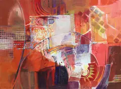 Lorraine Hayes, Untitled, mixed media painting on paper mounted to canvas