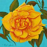 Judy Copland, Yellow Rose, acrylic painting on canvas