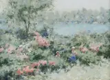 A. Gisson, Two Figures in a Field of Flowers, oil on canvas