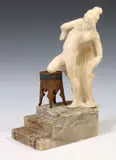 Pietro Ceccarelli, Female Nude Atop Steps, Carved alabaster sculpture