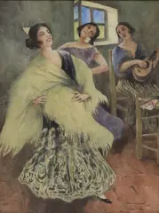 Allan Osterlind, Spanish Dancers, watercolor painting on paper