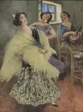Allan Osterlind, Spanish Dancers, watercolor painting on paper