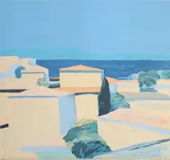 Provence Landscape by Roger Mühl, lithograph in colors on paper, offered Feb 2024